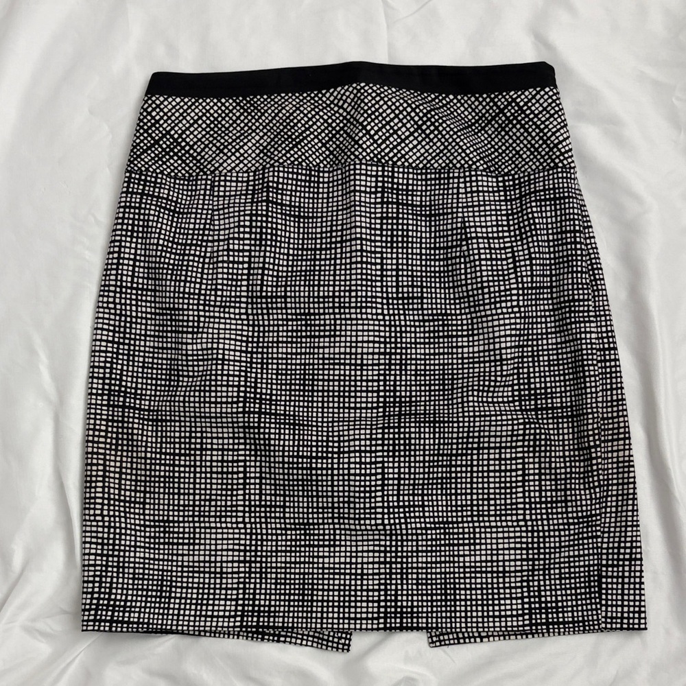 Express Black and White Grid Pencil Skirt